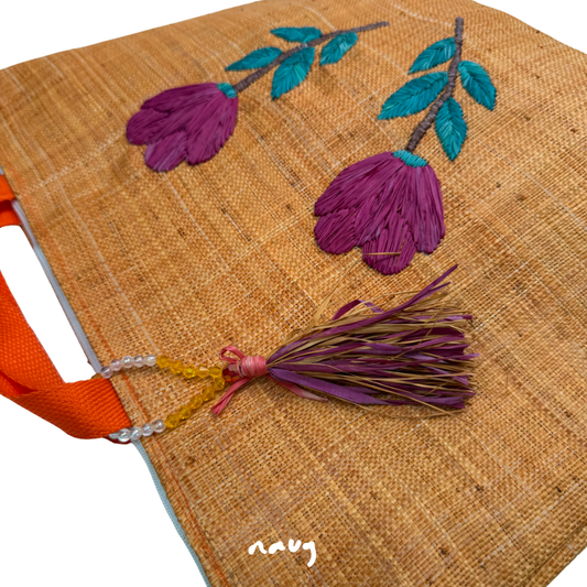 Tulips Raffia Bag