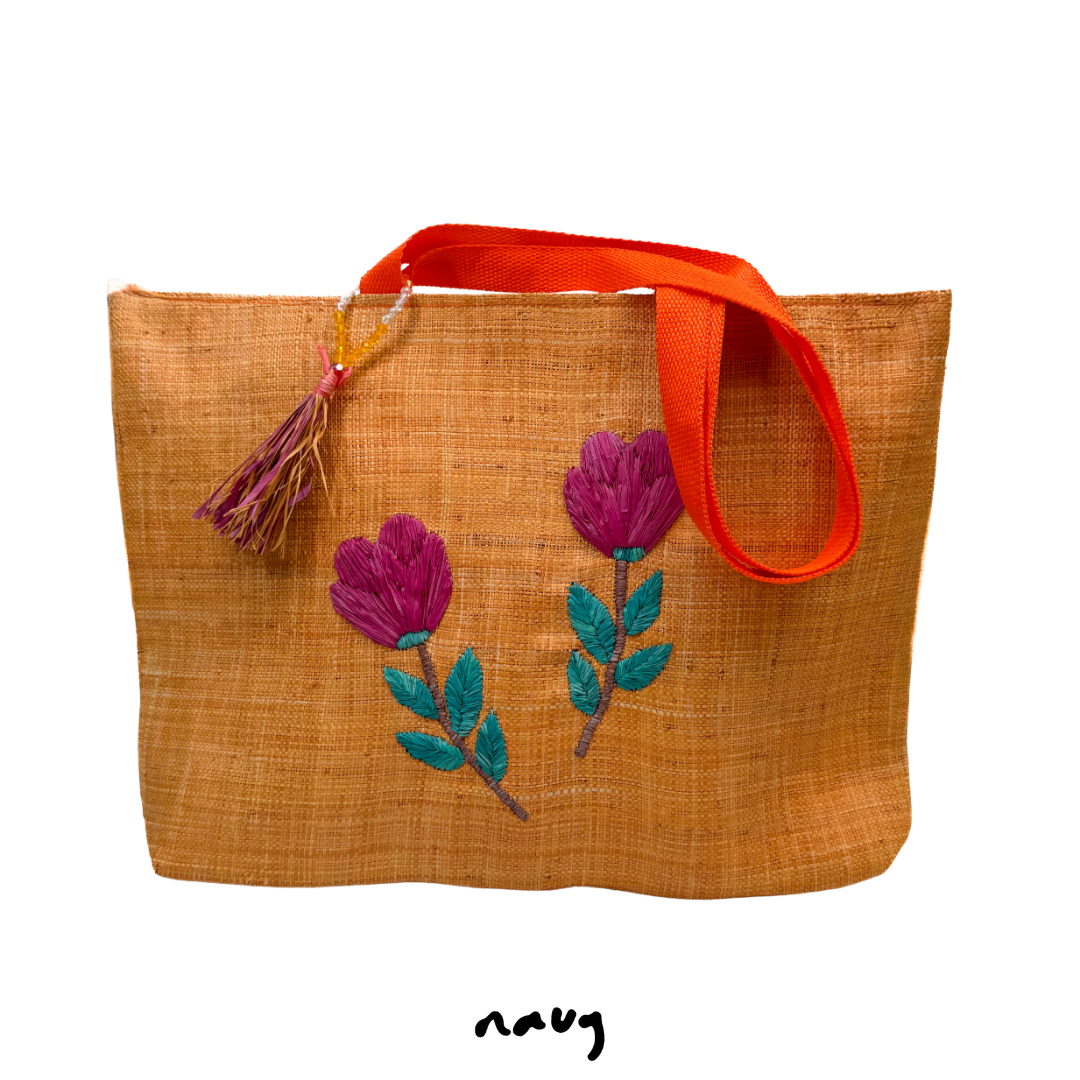 Tulips Raffia Bag